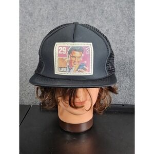 Vintage Elvis Postage Stamp Snapback‎ Hat Rope Trucker Black Logo Casual Music